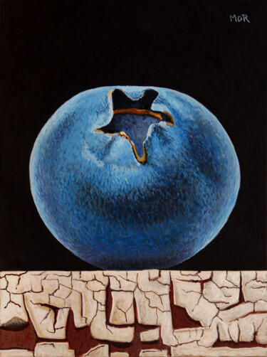 Malerei mit dem Titel "Blueberry" von Dietrich Moravec, Original-Kunstwerk, Tempera