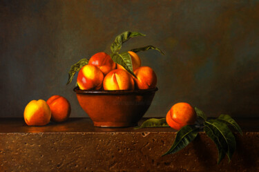 Painting titled "Nectarines and Terr…" by Dietrich Moravec, Original Artwork, Acrylic