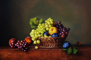 Peinture intitulée "Fruit Basket" par Dietrich Moravec, Œuvre d'art originale, Huile