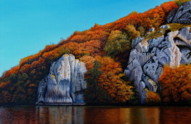 Painting titled "Autumn on the Rocks" by Dietrich Moravec, Original Artwork, Acrylic