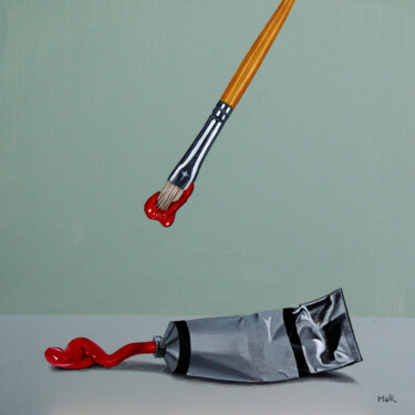 Schilderij getiteld "Painter´s Blood" door Dietrich Moravec, Origineel Kunstwerk, Acryl Gemonteerd op Houten paneel