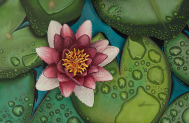 Malerei mit dem Titel "Lady Of The Pond" von Dietrich Moravec, Original-Kunstwerk, Öl Auf Holzplatte montiert