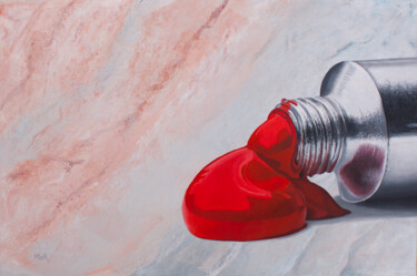 Painting titled "Pure Red" by Dietrich Moravec, Original Artwork, Acrylic Mounted on Wood Panel