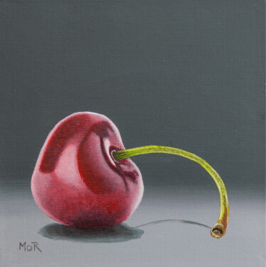 Painting titled "Sad Cherry" by Dietrich Moravec, Original Artwork, Acrylic Mounted on Wood Panel