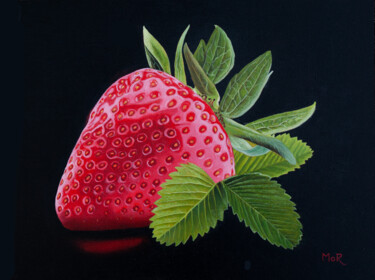 Painting titled "Strawberry" by Dietrich Moravec, Original Artwork, Oil Mounted on Wood Panel