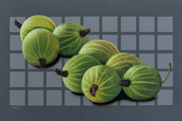 Painting titled "Gooseberry Parade" by Dietrich Moravec, Original Artwork, Acrylic Mounted on Wood Panel