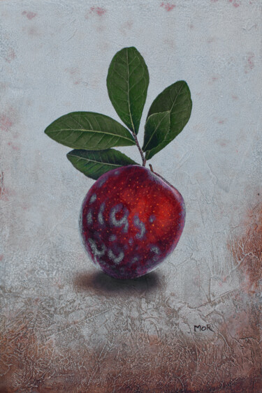 Painting titled "Proud Plum" by Dietrich Moravec, Original Artwork, Acrylic Mounted on Wood Panel