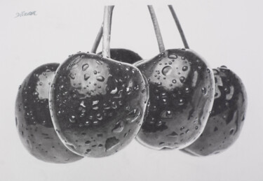 Tekening getiteld "Cherries with Water…" door Dietrich Moravec, Origineel Kunstwerk, Potlood