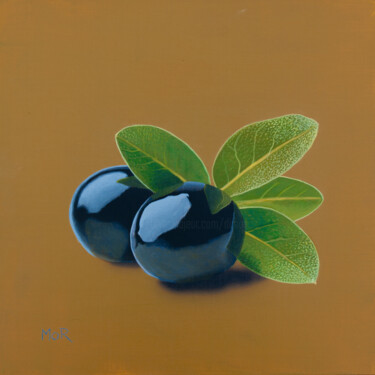 Painting titled "Olives and Leaves" by Dietrich Moravec, Original Artwork, Acrylic