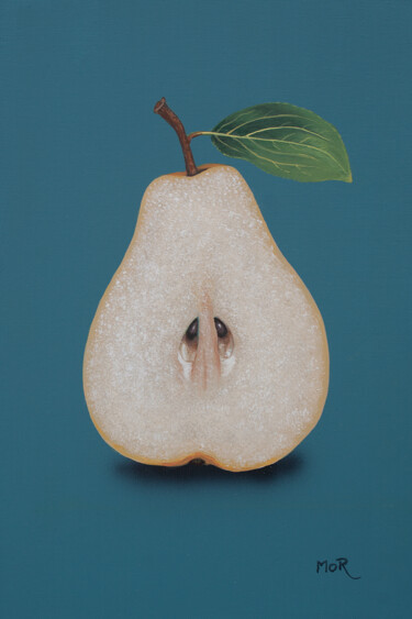 Malerei mit dem Titel "Half Pear" von Dietrich Moravec, Original-Kunstwerk, Acryl