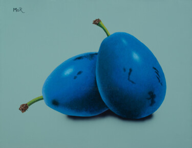 Malarstwo zatytułowany „Plums in Blue Mood” autorstwa Dietrich Moravec, Oryginalna praca, Akryl