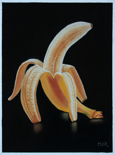 Painting titled "Banana Yoga" by Dietrich Moravec, Original Artwork, Pastel