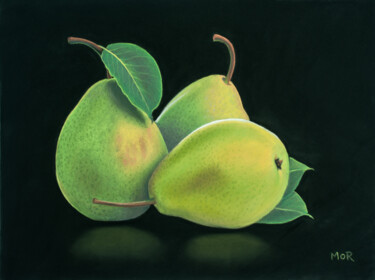 Pintura titulada "Green Pears" por Dietrich Moravec, Obra de arte original, Pastel