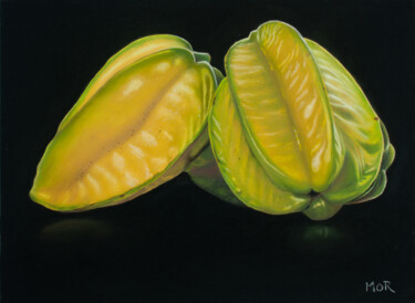 Malerei mit dem Titel "Starfruits" von Dietrich Moravec, Original-Kunstwerk, Pastell