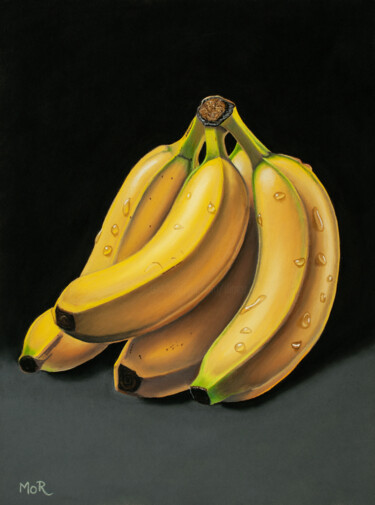 Pintura intitulada "Banana Bunch" por Dietrich Moravec, Obras de arte originais, Pastel