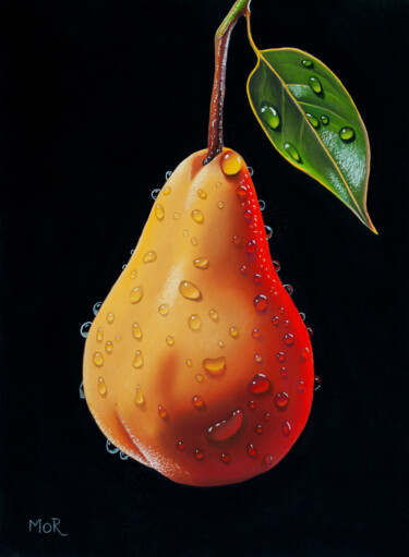 Malerei mit dem Titel "Peardrops" von Dietrich Moravec, Original-Kunstwerk, Pastell