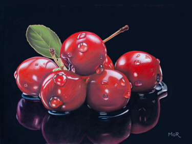 Painting titled "Wet Cranberries" by Dietrich Moravec, Original Artwork, Pastel
