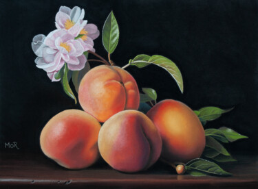 Painting titled "Peach Blossom Magic" by Dietrich Moravec, Original Artwork, Pastel