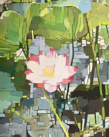 Peinture intitulée "« Fleur de lotus »" par Francis Diez, Œuvre d'art originale, Huile Monté sur Châssis en bois