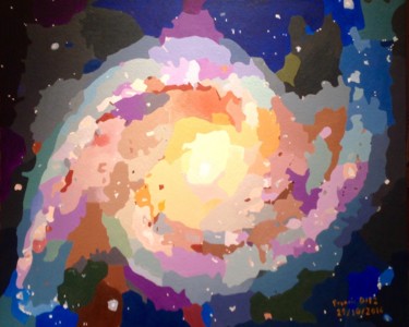 Painting titled "NGC 1566" by Francis Diez, Original Artwork, Oil
