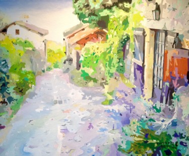 Peinture intitulée ""Une ruelle de Peyr…" par Francis Diez, Œuvre d'art originale, Huile