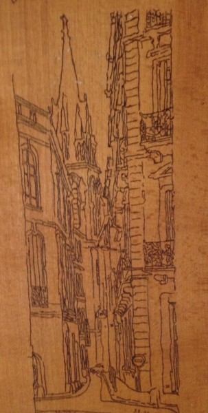 Printmaking titled "Rue du petit Scel à…" by Francis Diez, Original Artwork, Engraving