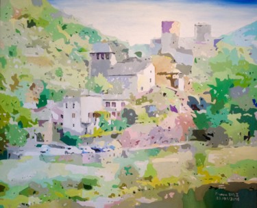 "Brousse le Château" Aveyron Peinture intitulée ""Brousse le Château…" par Francis Diez, Œuvre d'art originale, Huile