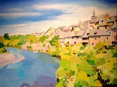 Painting titled ""St Côme d'Olt" Ave…" by Francis Diez, Original Artwork, Oil