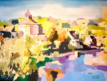 Painting titled ""St Eulalie d'Olt"…" by Francis Diez, Original Artwork, Oil