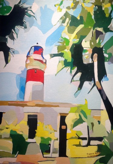 Painting titled ""Le phare de Ste Su…" by Francis Diez, Original Artwork, Oil