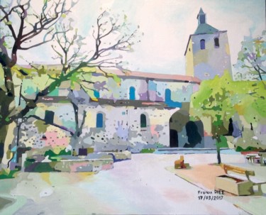 Painting titled ""La place des 13 ve…" by Francis Diez, Original Artwork, Oil