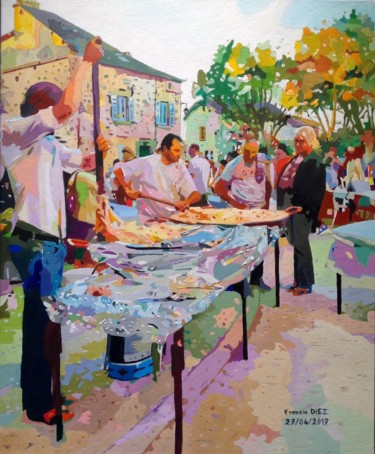 Painting titled ""La truffade" à Pey…" by Francis Diez, Original Artwork, Oil