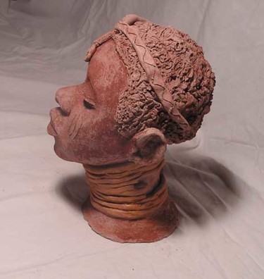 Sculpture intitulée "tête de femme massaî" par Caroline Françoise Digard, Œuvre d'art originale