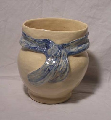 Sculpture intitulée "vase ovale bleu et…" par Caroline Françoise Digard, Œuvre d'art originale
