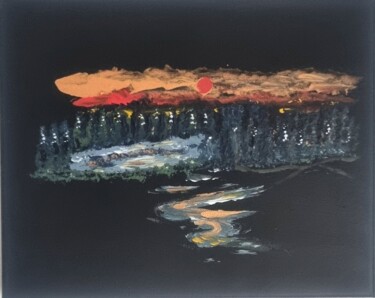 Malerei mit dem Titel "Schwarzwaldnacht" von Brigitte Kölli, Original-Kunstwerk, Acryl