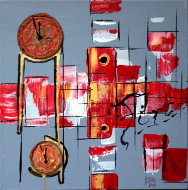 Malerei mit dem Titel "fünf vor zwölf" von Brigitte Kölli, Original-Kunstwerk, Acryl