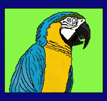 Digitale Kunst getiteld "ara parrot blauwgee…" door Digitalartforyou, Origineel Kunstwerk, Digitaal Schilderwerk