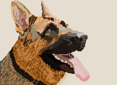 Digitale Kunst mit dem Titel "DuitseHerdershondpi…" von Digitalartforyou, Original-Kunstwerk, Digitaldruck