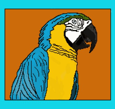 Arte digital titulada "Ara Parrot geel bla…" por Digitalartforyou, Obra de arte original, Pintura Digital