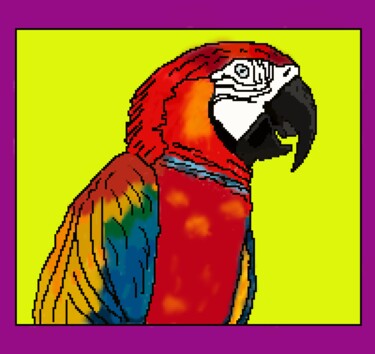 Цифровое искусство под названием "Ara Parrot rood bla…" - Digitalartforyou, Подлинное произведение искусства, 2D Цифровая Ра…