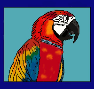 Arte digitale intitolato "Ara Parrot rood bla…" da Digitalartforyou, Opera d'arte originale, Pittura digitale