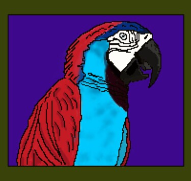 Arte digital titulada "Ara Parrot rood bla…" por Digitalartforyou, Obra de arte original, Impresión digital