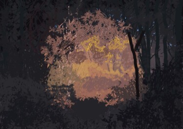 Digital Arts titled "Lichtpunt in het bos" by Digitalartforyou, Original Artwork, Digital Painting