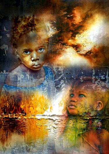 Digital Arts με τίτλο "L'espoir ici" από Dikwe Tchobwe Tupak, Αυθεντικά έργα τέχνης, Ψηφιακή ζωγραφική