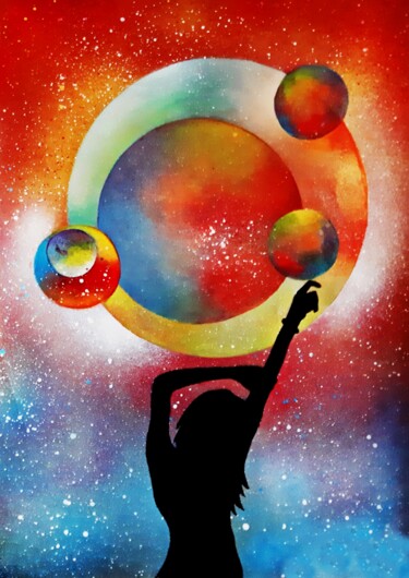 Malerei mit dem Titel "Disco Dance" von Dilameart, Original-Kunstwerk, Sprühfarbe