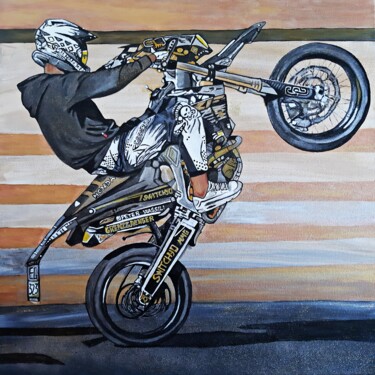 Malerei mit dem Titel "Wheelie Mode" von Dilameart, Original-Kunstwerk, Acryl