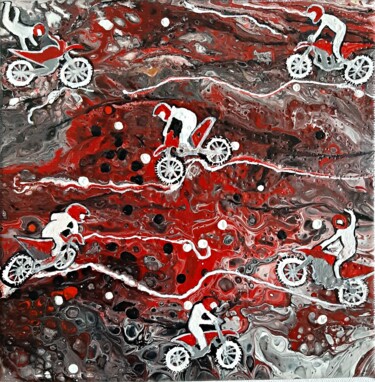 Painting titled "Motocross" by Dilameart, Original Artwork, Acrylic