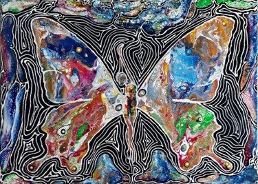 Malarstwo zatytułowany „Madame Butterfly” autorstwa Dilameart, Oryginalna praca, Akryl