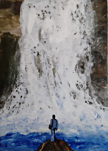 Painting titled "Waterfall" by Dilameart, Original Artwork, Acrylic