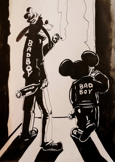 Drawing titled "Bad Boys" by Dilameart, Original Artwork, Ink